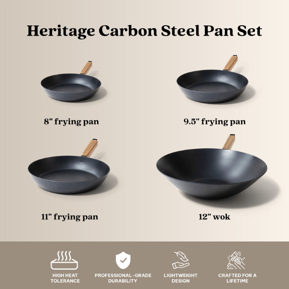 Forest 4 - Piece Carbon Steel Cookware Set - Alva Cookware
